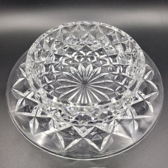 Crystal Condiment Bowl Dish Jam Sugar Tray Lid Spoon Hole Sparkle Two Piece - Picture 8 of 10
